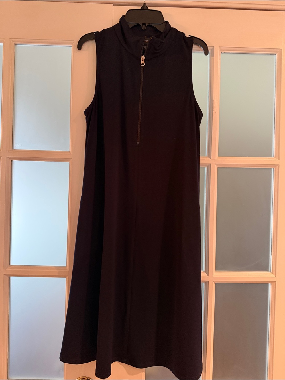Sleeveless Black Zip-Front Women’s Dress- great dress for travel